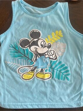 Disney Light Blue Mickey Mouse Tank Top with Yellow Accents